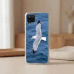 Zeemeeuw - Oceaan - Blauw Telefoonhoesje Samsung Galaxy A12 klein -sfeer2