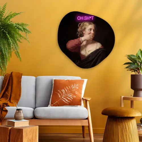 Quote - Neon - vrouw Wandcirkel Organisch Aluminium middel -sfeer4