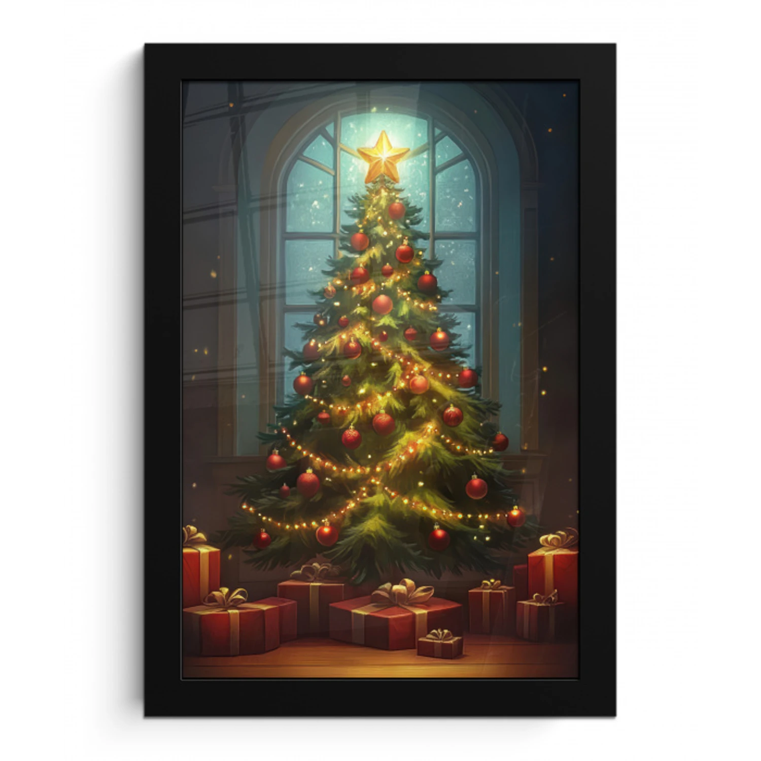 Kerstboom - Cadeau - Kerst - Winter fotolijst zwart zonder passe partout klein -3d