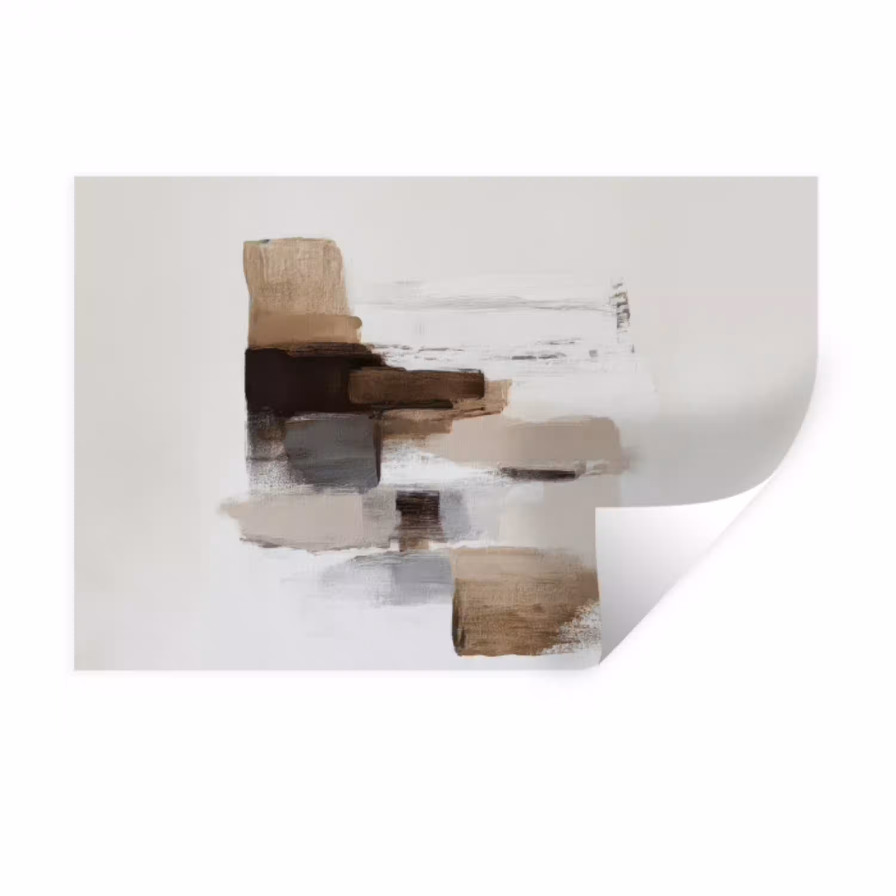 Penseelstreken - Balans - Beige - Bruin Muursticker klein -3d