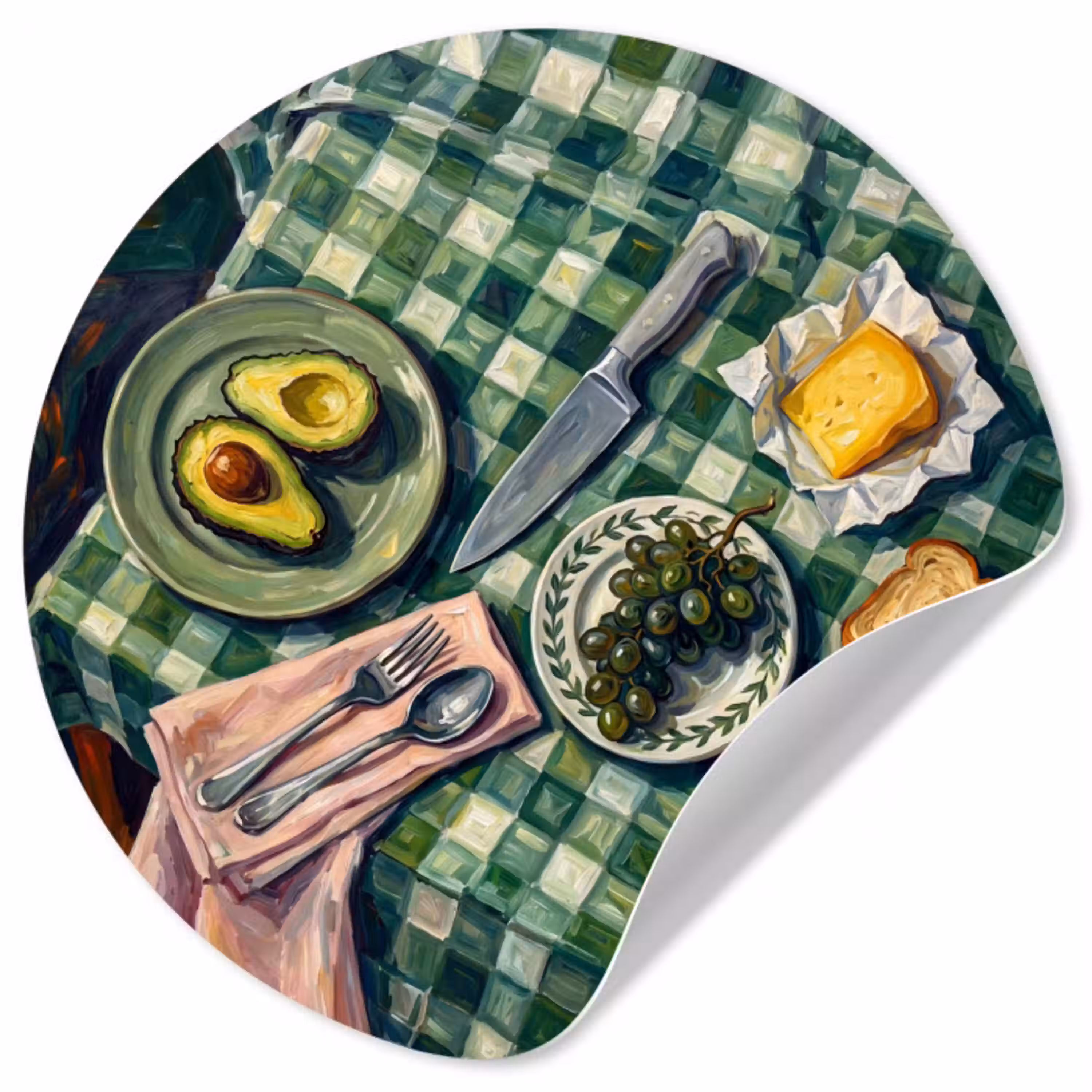 Eten - Ontbijt - Tafel - Modern - Groen Wandcirkel behangsticker klein -3d