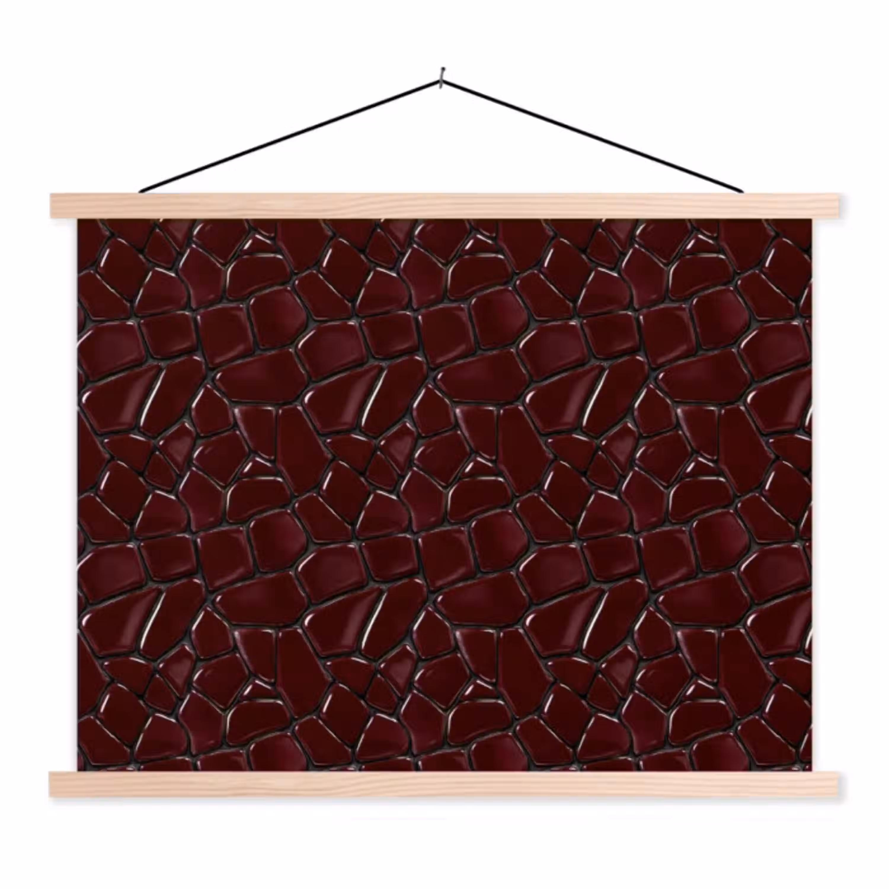 Mozaïek - Tegel - Bordeauxrood textielposter latten blank klein 122 -3d
