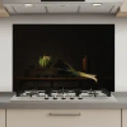 Stilleven - Tafel - Schilderij - Groenten - Prei - Bloemkool - Kunst keuken achterwand spatscherm klein -3d_website