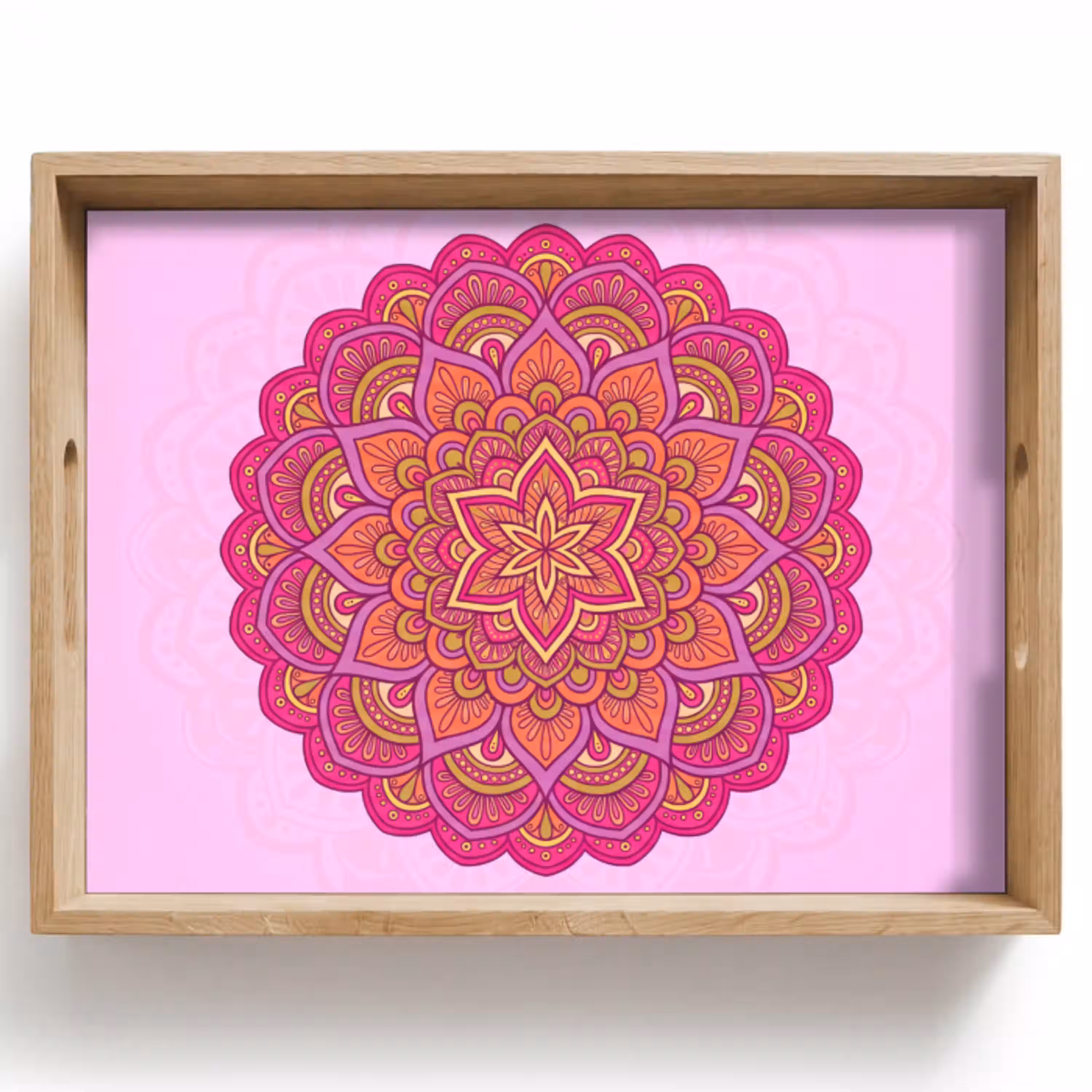 Mandala - Cirkel - Spiritueel - Oosters - Roze Dienblad Rechthoek middel -z3d_shopping