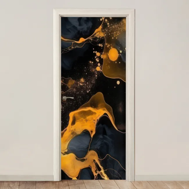 Deursticker - Marmer - Goud - Zwart - Abstract - Modern