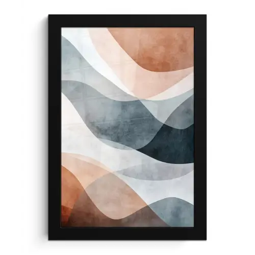 Abstract - Golven - Blauw fotolijst zwart zonder passe partout klein -3d