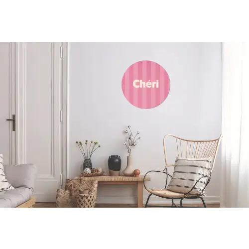 Gestreept - Roze - Chéri Wandcirkel aluminium klein -woonkamer