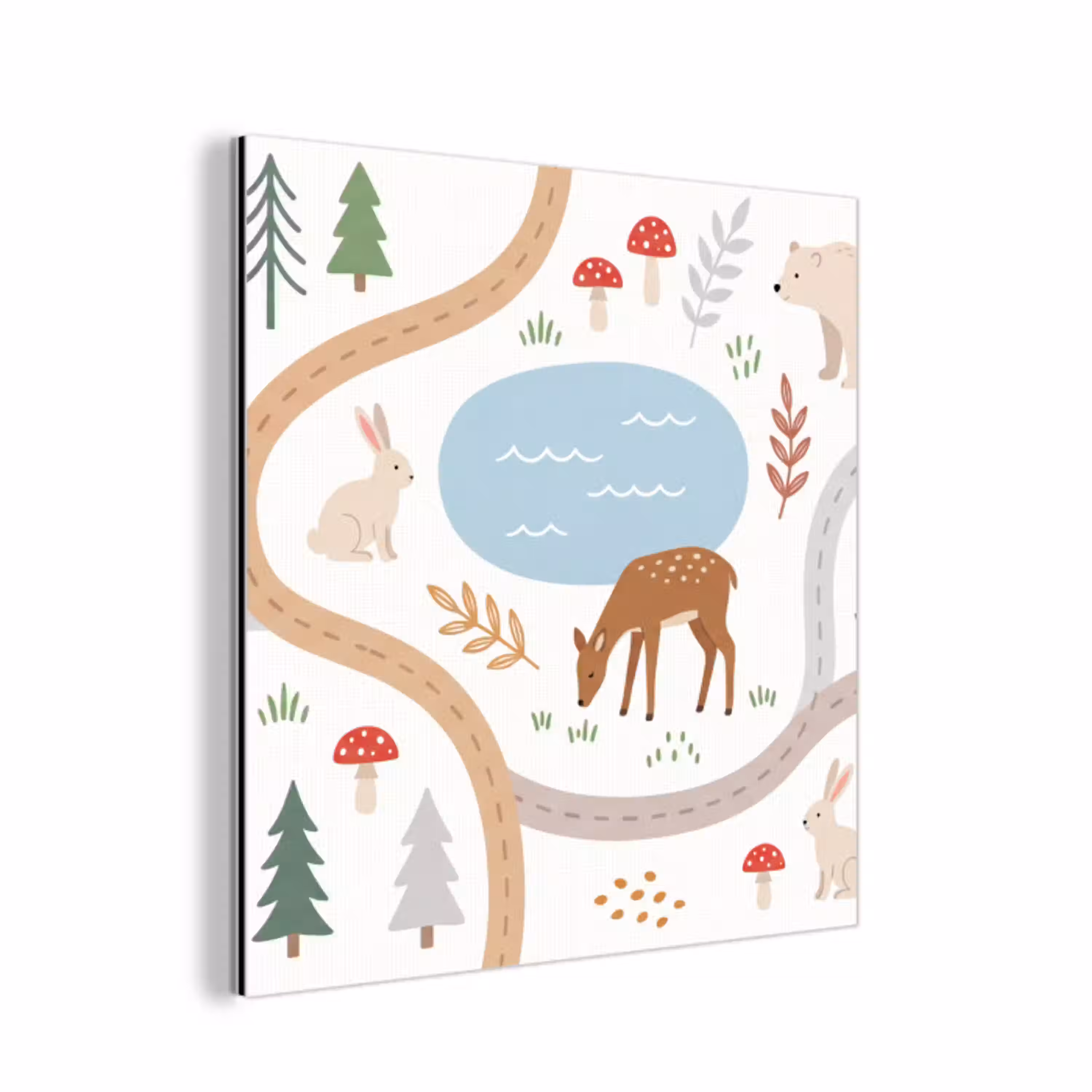 Dieren - Bos - Illustratie aluminium wit klein -3d