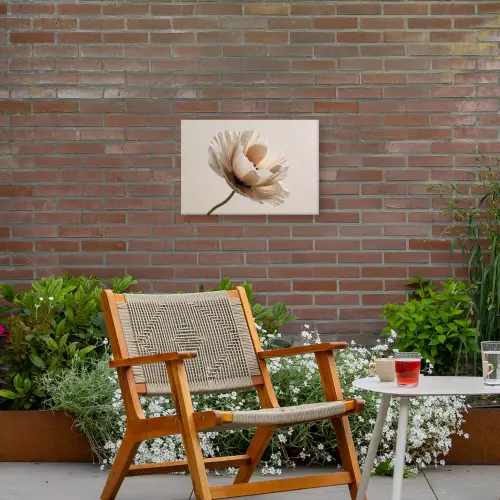 Bloem - Beige - Crème Tuinposter op houten frame 2 cm dik klein -sfeer3