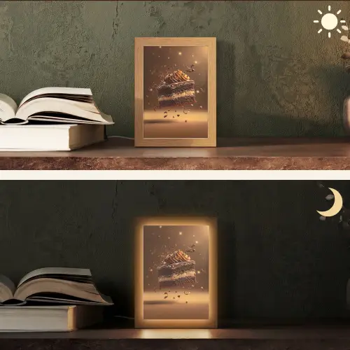 Taart - Chocolade - Eten - Brownie Light Box met kabel (Tafellamp) klein -sfeer3
