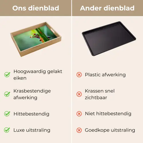 Groene kikker - Nieuwsgierig - Gras Dienblad Rechthoek middel -USP_VergelijkingNL