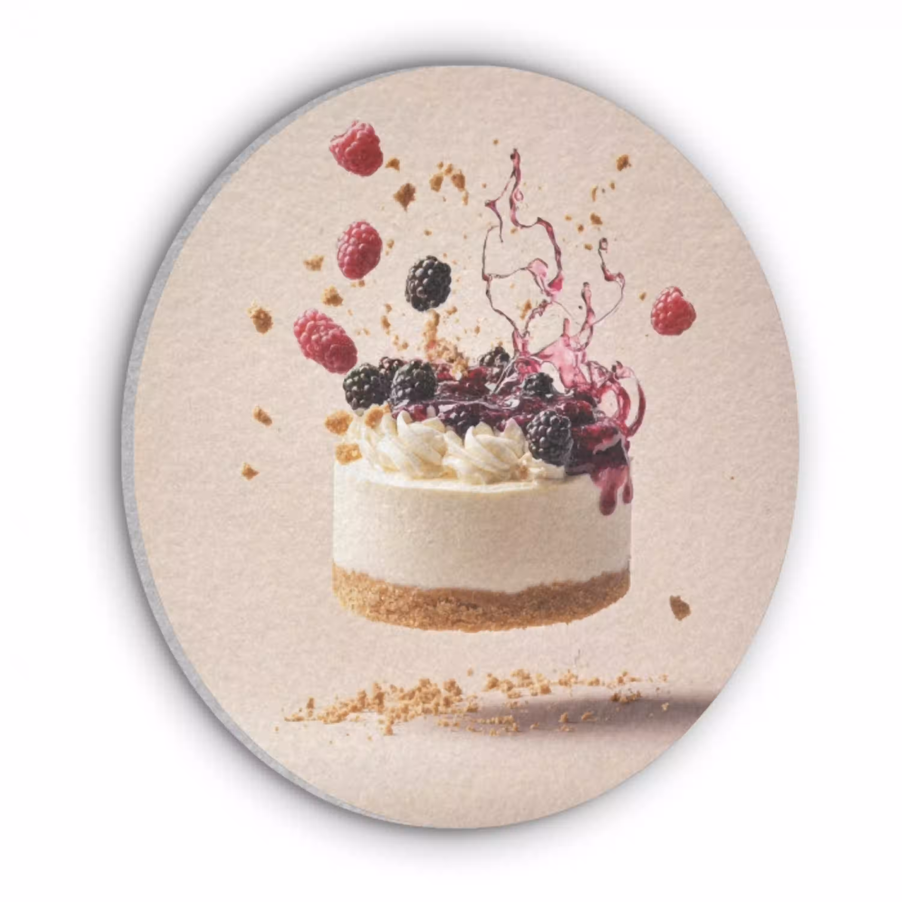 Cheesecake - Eten - Roze - Taart Akoestische PET Vilt - Rond klein -3d