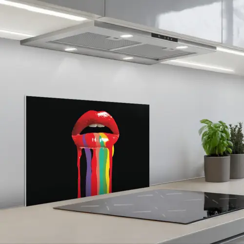 Lippen - Kleuren - Zwart keuken achterwand spatscherm klein -3d_schuin