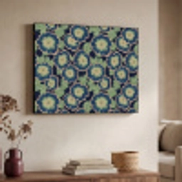 Bloemen - Borduurwerk - Patroon - Blauw - Groen Textielframe zwart klein 947 -sfeer3