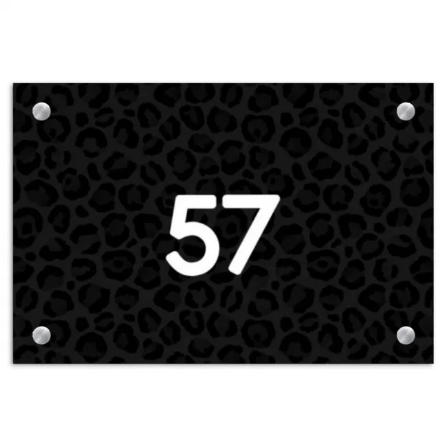 Naambordje voordeur - Rechthoek - Zwart panterprint - Traditioneel