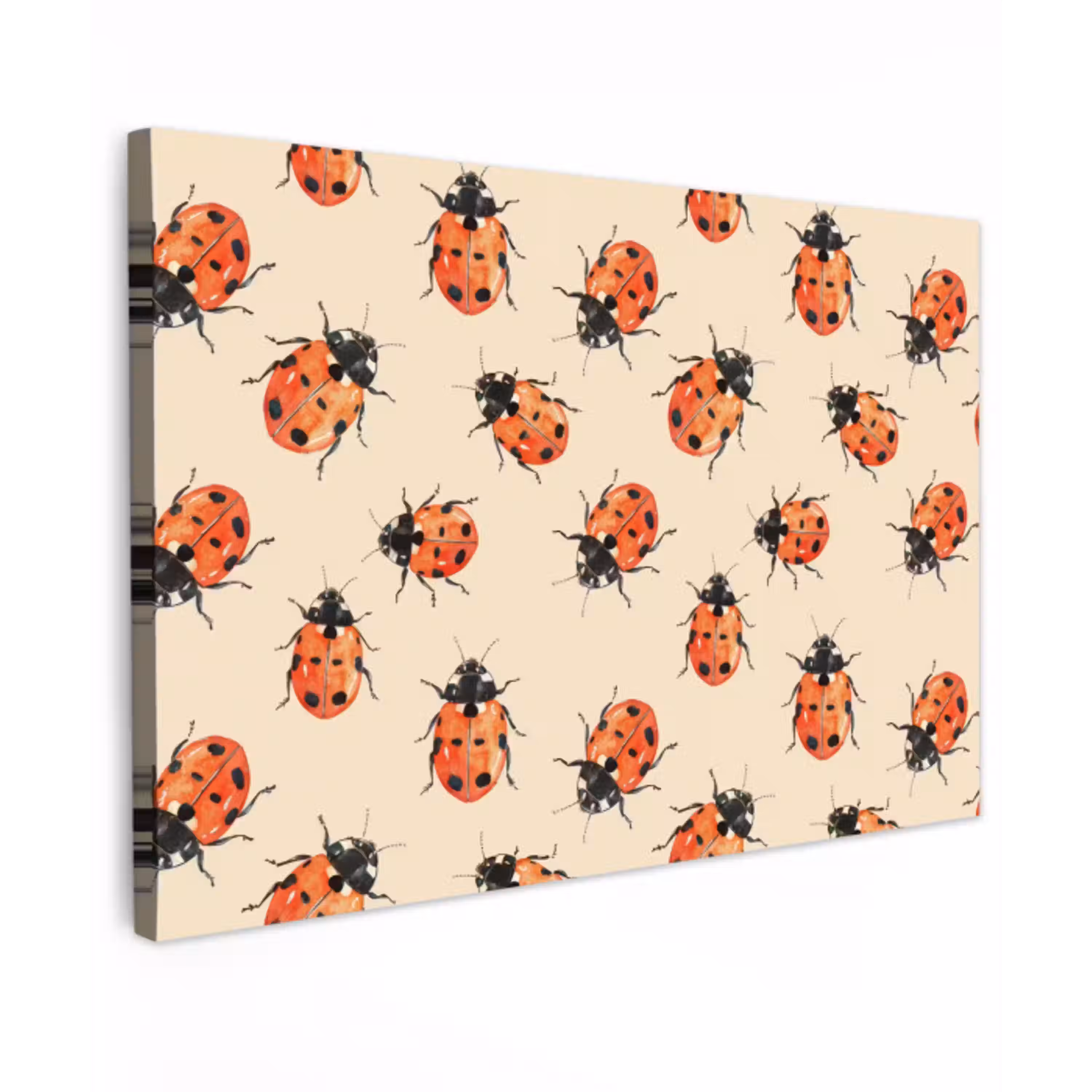 Lieveheersbeestjes - Patroon - Rood Tuinposter op houten frame 2 cm dik klein 845 -3d