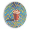 Mok - Koffie - Zigzag - Slagroom Akoestische PET Vilt - Rond klein -3d