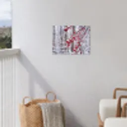 Bessen - Takken - Sneeuw - Winter - Kleurrijk tuinposter los doek klein -sfeer8