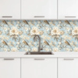 Botanisch - Zangvogel - Blauw keuken achterwand 2 middel 871 -3d