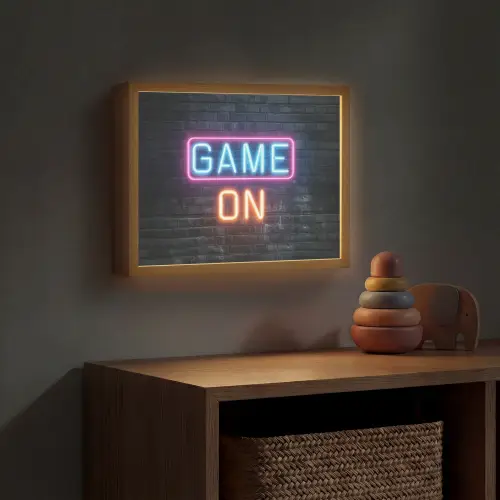 Game on - Neon - Muur Light Box met batterij (Wandlamp kind) middel -sfeer5_kind