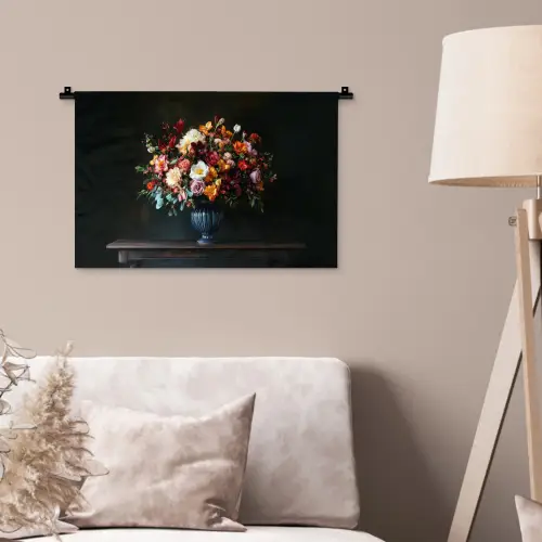 Groot - Bloemen - Vaas - Boeket Wandkleed katoen klein -sfeer4