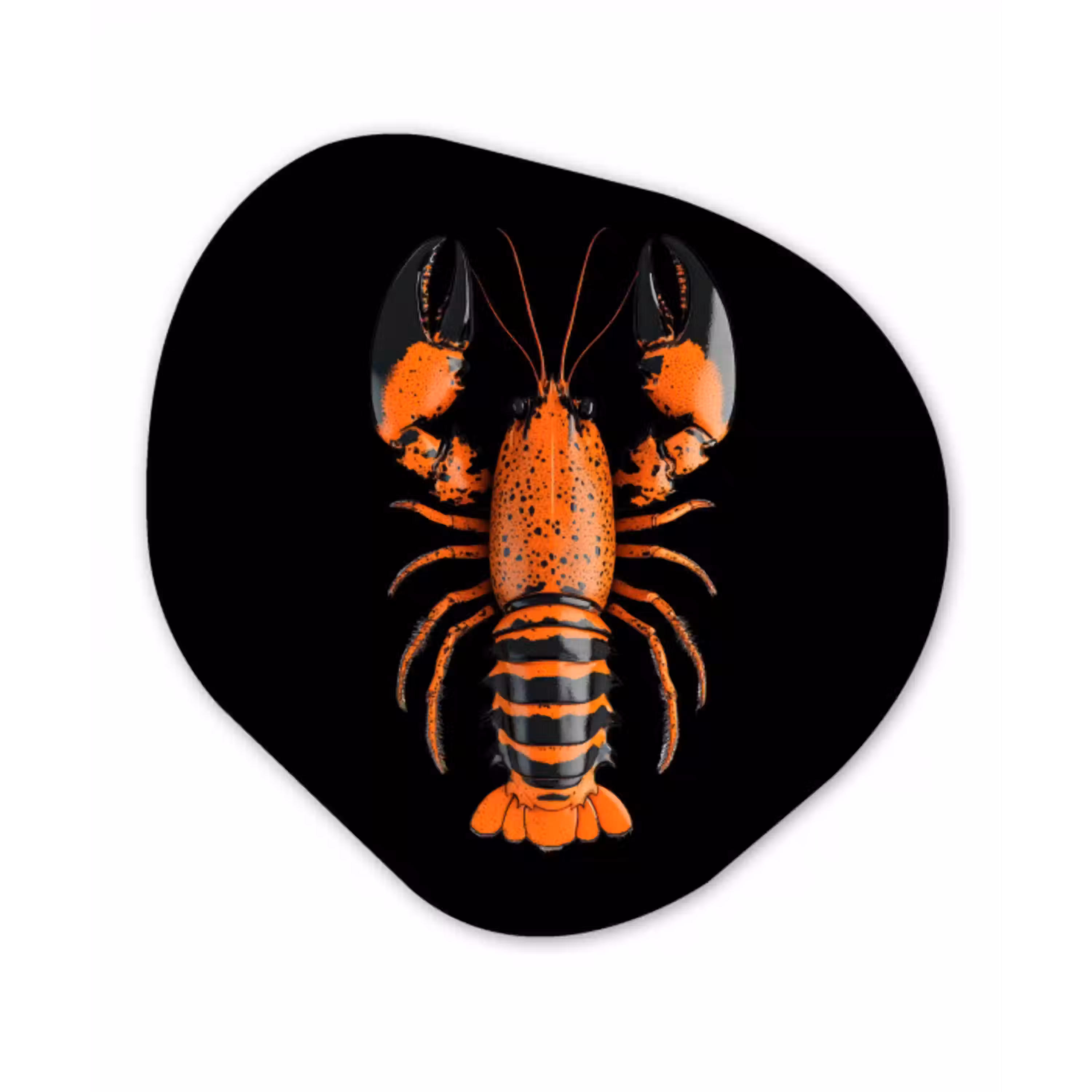 Kreeft - Oranje - Zwart - Modern Wandcirkel Organisch Aluminium middel -3d