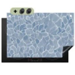 Abstract - Blauw - Bladeren Inductie beschemer met haakjes klein -3d