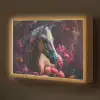 Paard - Bloemen - Paars - Oranje - Dieren Light Box met batterij (Wandlamp kind) middel -z3d_website