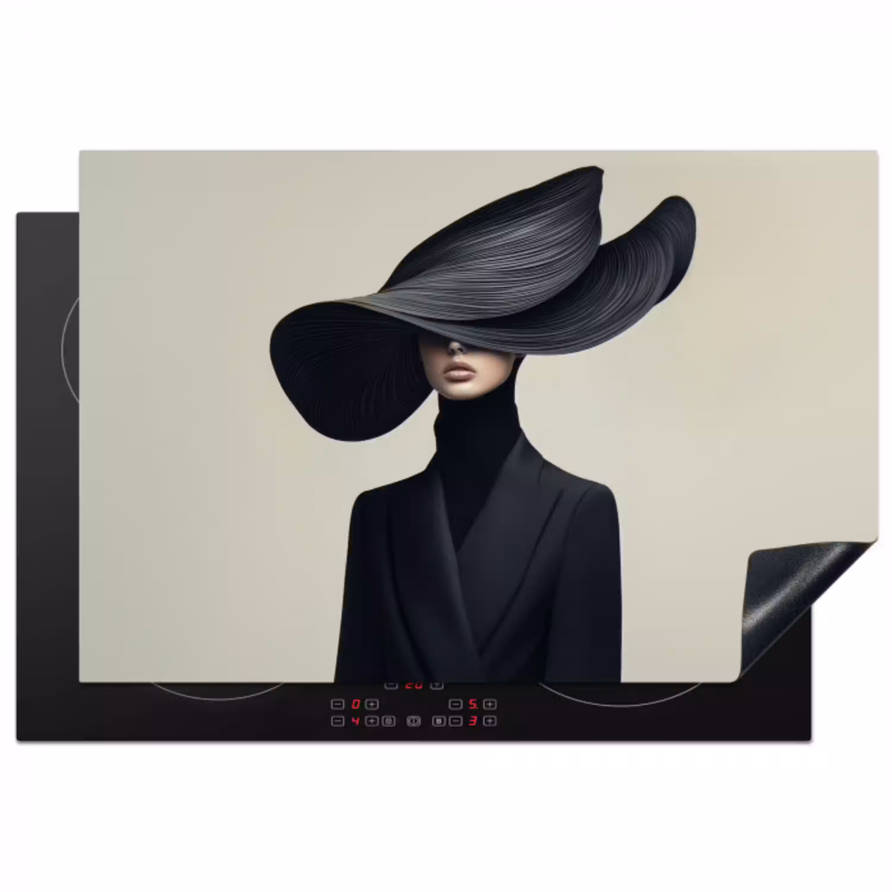 Zwart - Vrouw - Hoed Inductie beschermer vinyl 3mm klein -3d