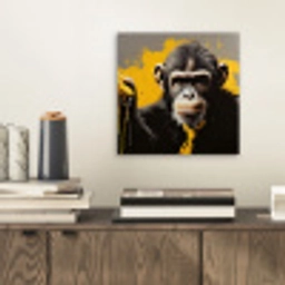 Aap - Chimpansee - Banaan - Geel - Dieren - Stropdas aluminium wit klein -sfeer1