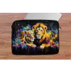 Leeuwen - Schilderij - Kleuren laptophoes neopreen klein -tafel