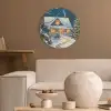 Kerst - Kerstboom - Winter - Huis - Sneeuw Akoestische PET Vilt - Rond klein -sfeer1