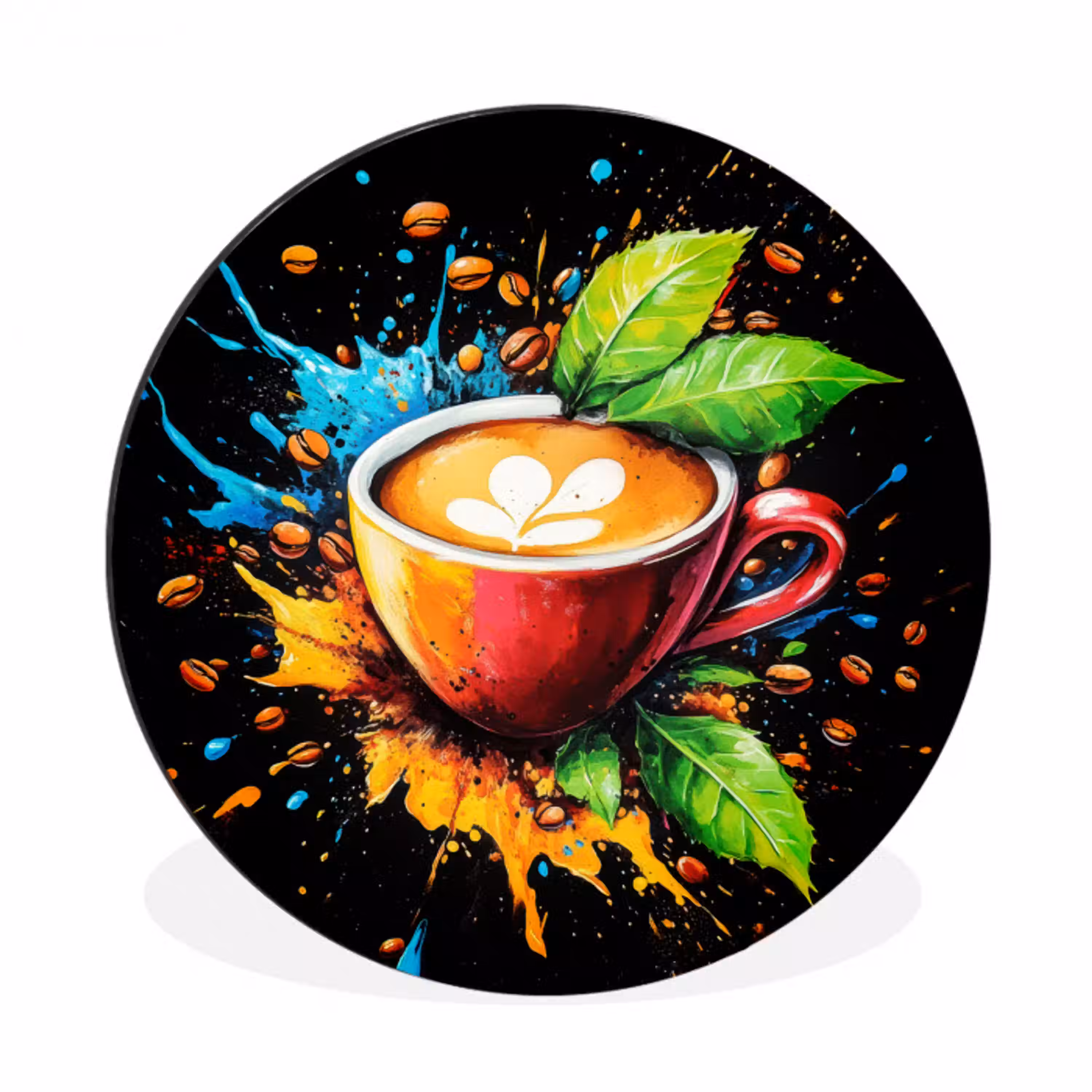 Koffie - Graffiti - Drinken - Abstract Wandcirkel aluminium klein -3d