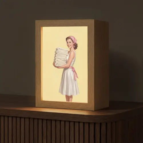 Handdoeken - Vrouw - Jurk - Roze Light Box met kabel (Tafellamp) klein -z3d_website