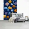 Bloemen - Patroon - Blauw - Contrast fotobehang vinyl groot -slaapkamer