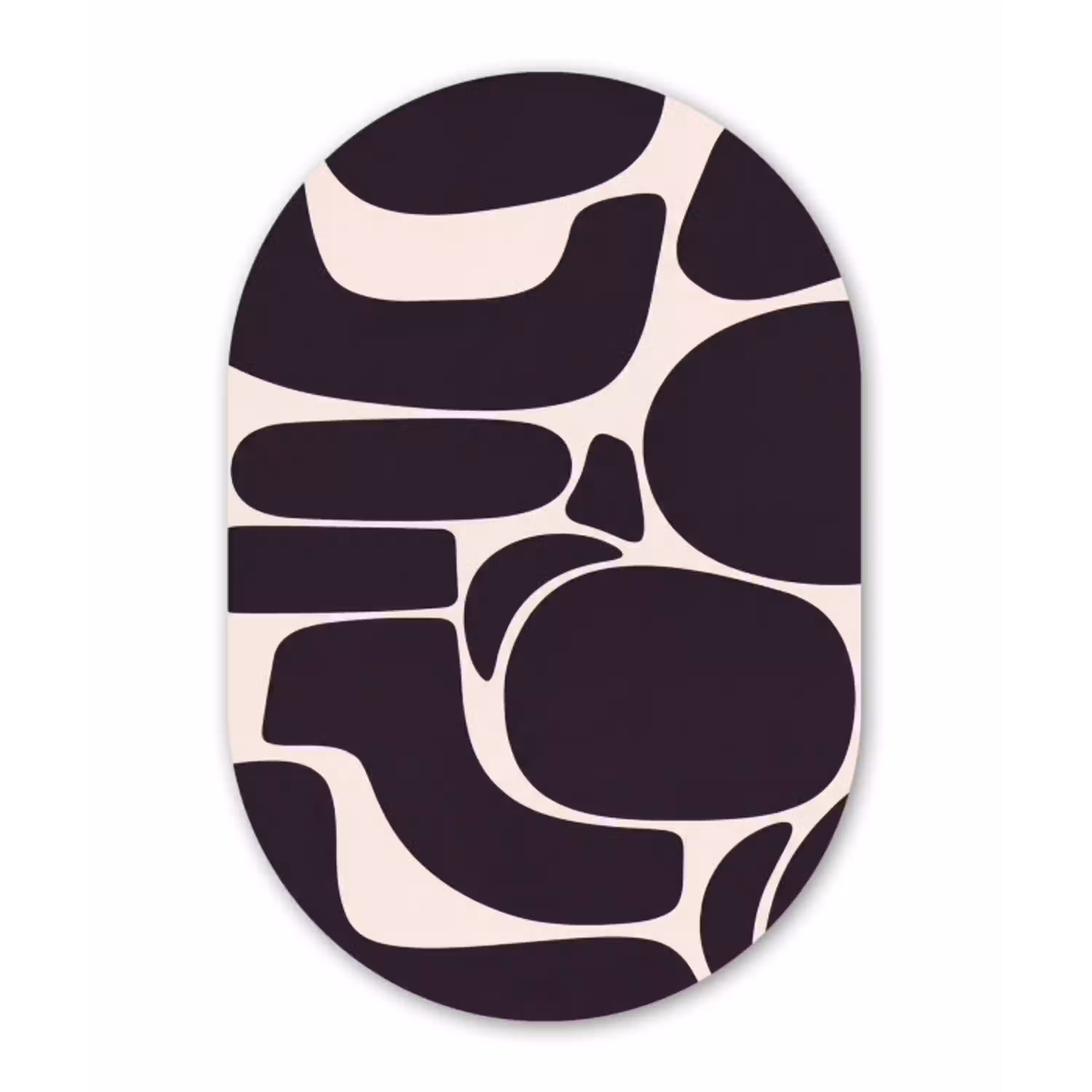 Patroon - Organisch - Zwart Wandcirkel Ovaal Aluminium middel -3d