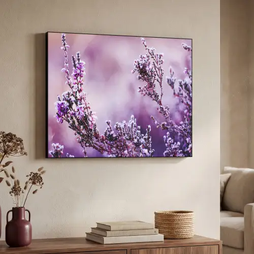 Lavendel - Winter - Bloemen - Paars Textielframe - compleet frame klein -sfeer3