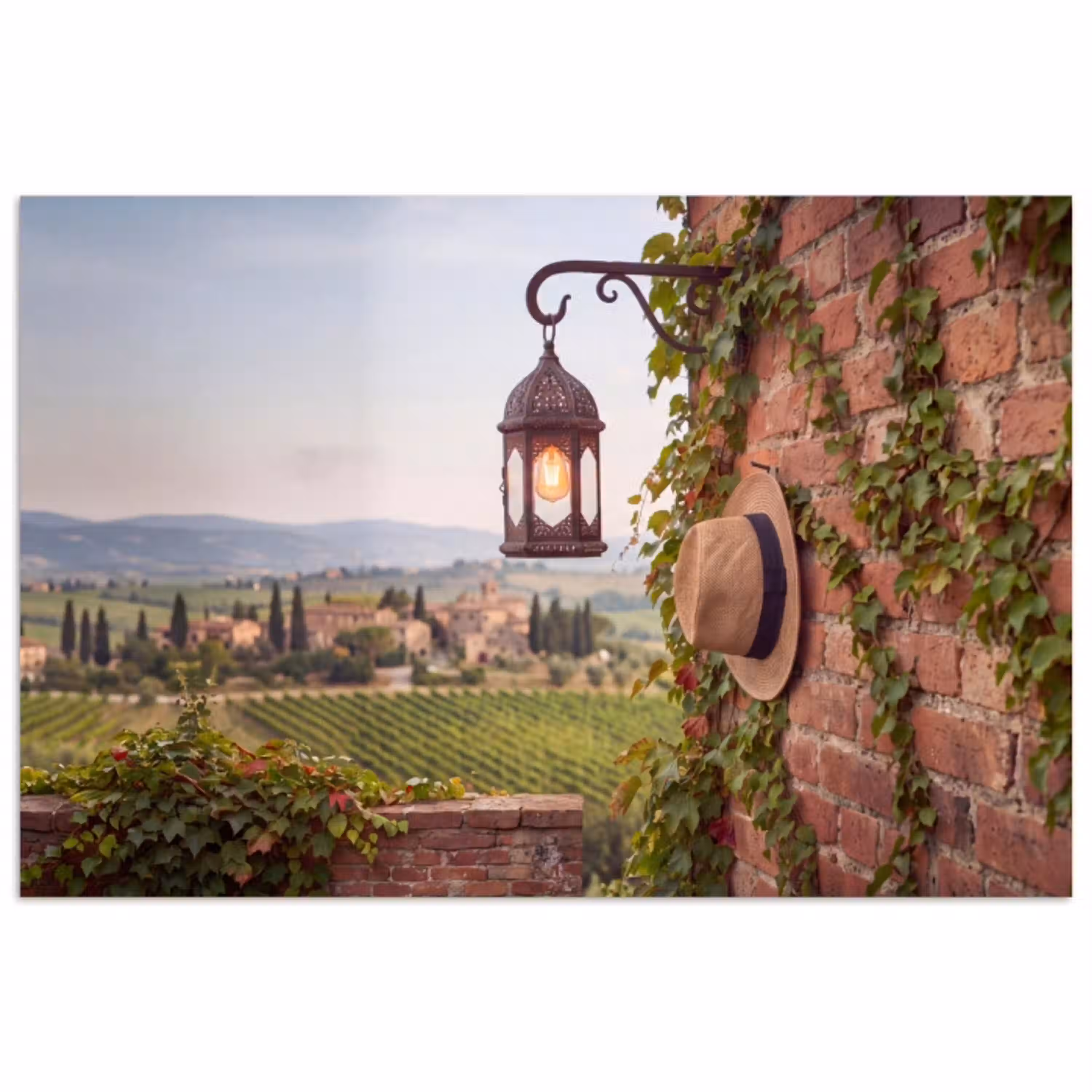 Lantaarn - Wijngaard - Landschap - Italiaans poster papier klein -3d
