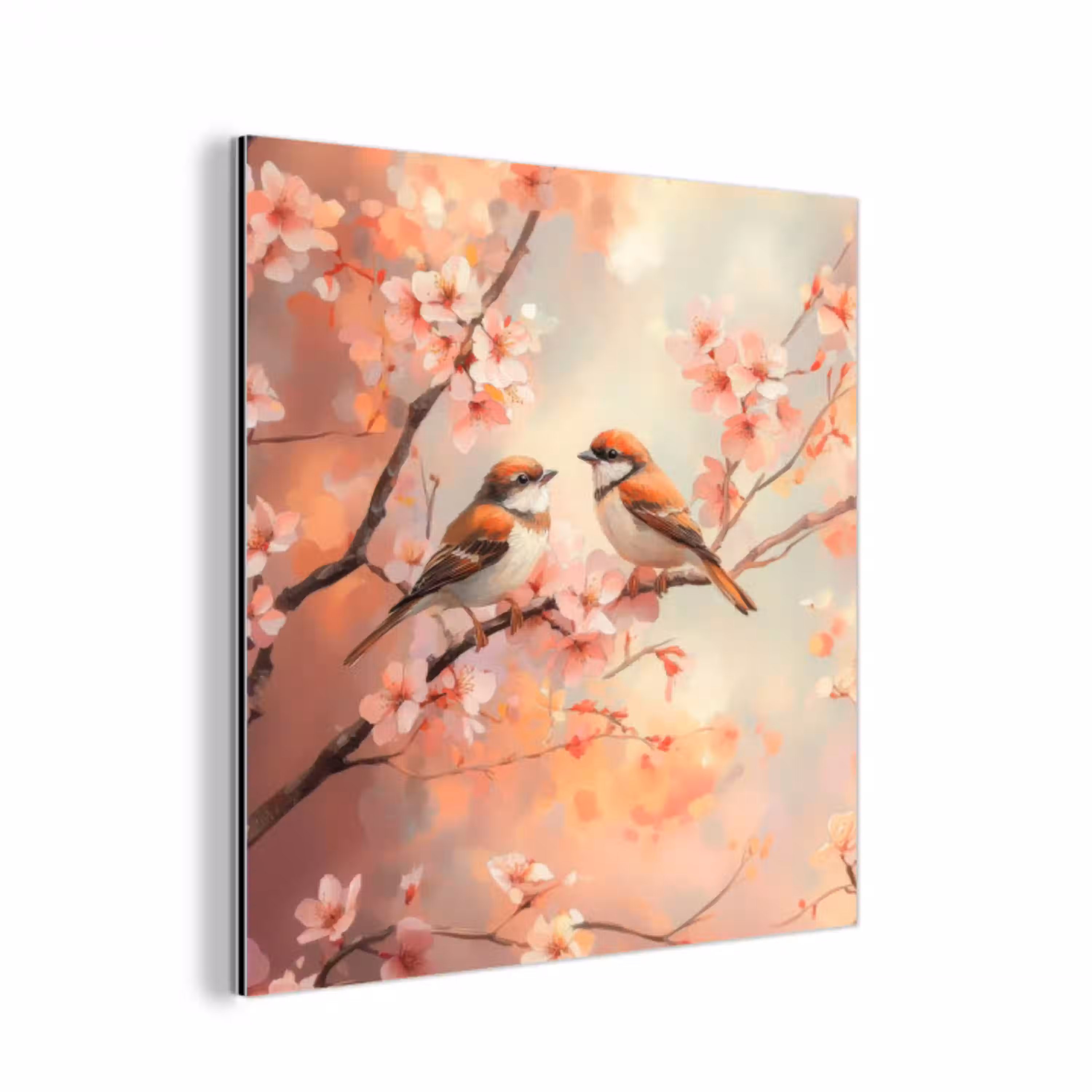 Vogels - Romantic - Bloesemtak aluminium wit klein -3d