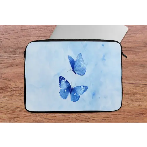 Vlinders - Sierlijk - Blauw laptophoes neopreen klein -tafel