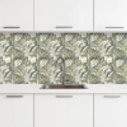 Botanisch - Bloemen - Groen keuken achterwand 2 middel 871 -3d