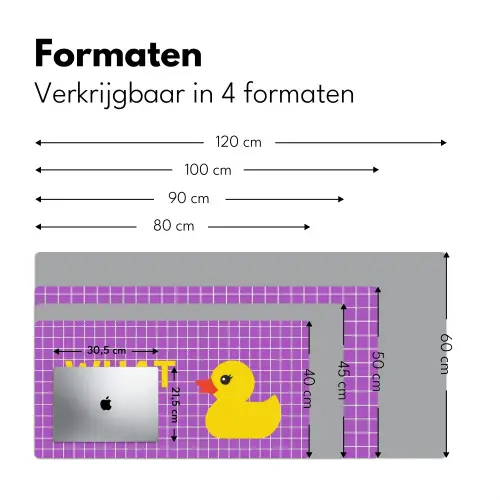 Tekst - Eend - Paars Muismat XXL klein -sfeer5