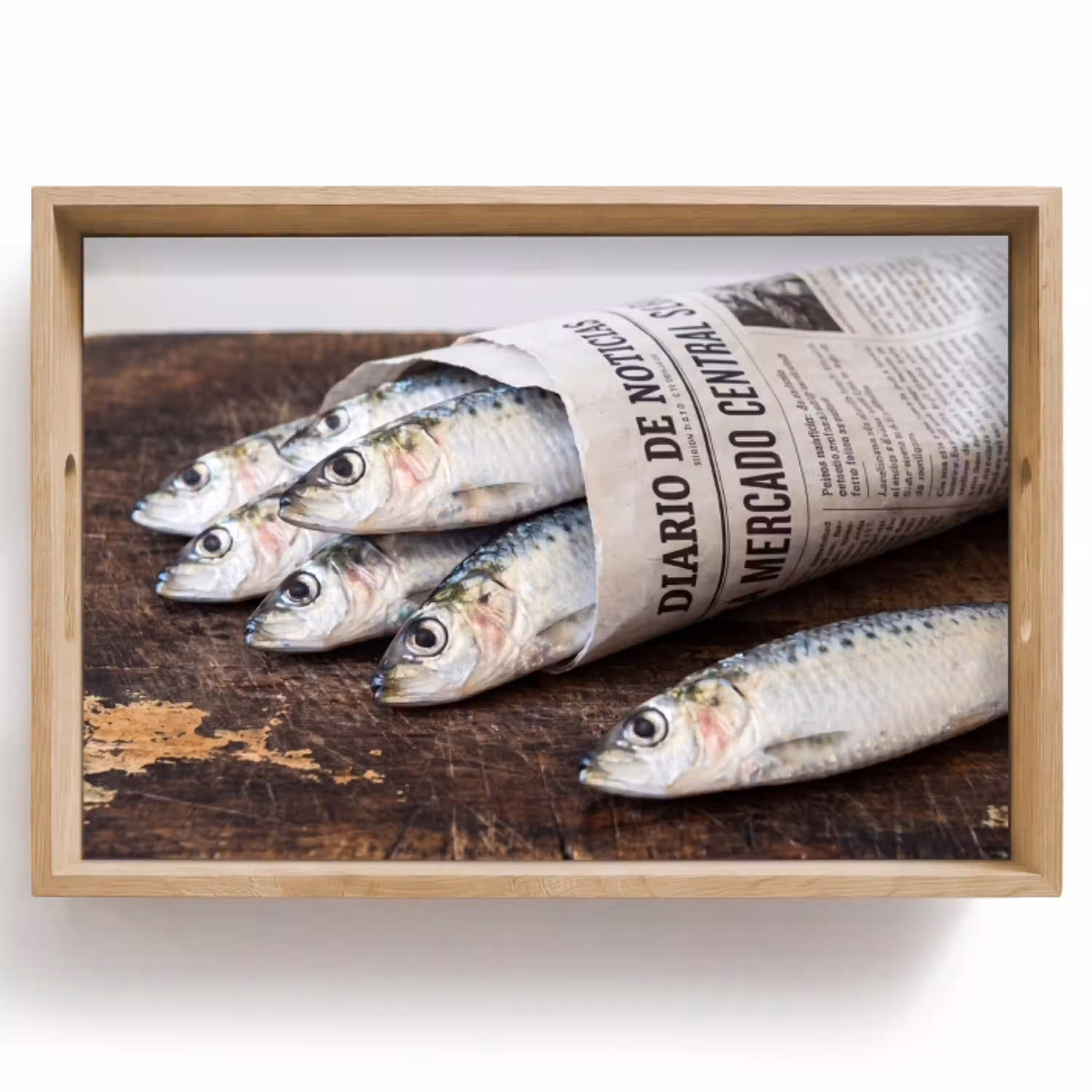 Sardientje - krant - snijplank Dienblad Rechthoek middel -z3d_shopping