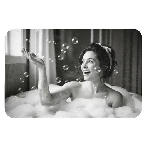 Bad - Bubbels - Zwart - Wit WCmat klein -3d