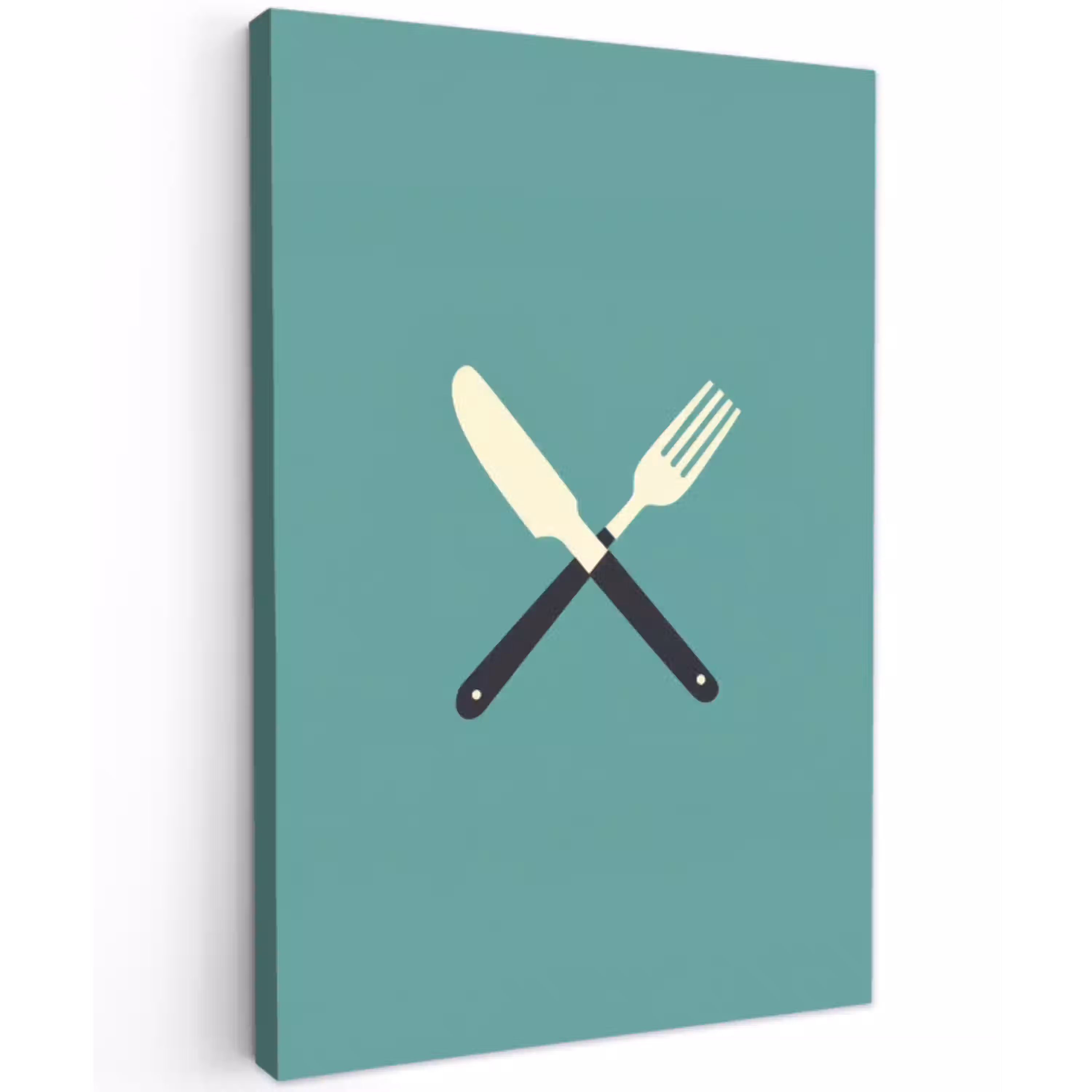 Illustratie - Blauw - Bestek Tuinposter op houten frame 2 cm dik middel -3d