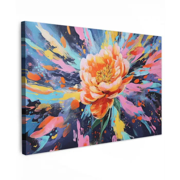 Bloemexplosie - Felle spatten - Dynamisch canvas 2cm klein -z3d
