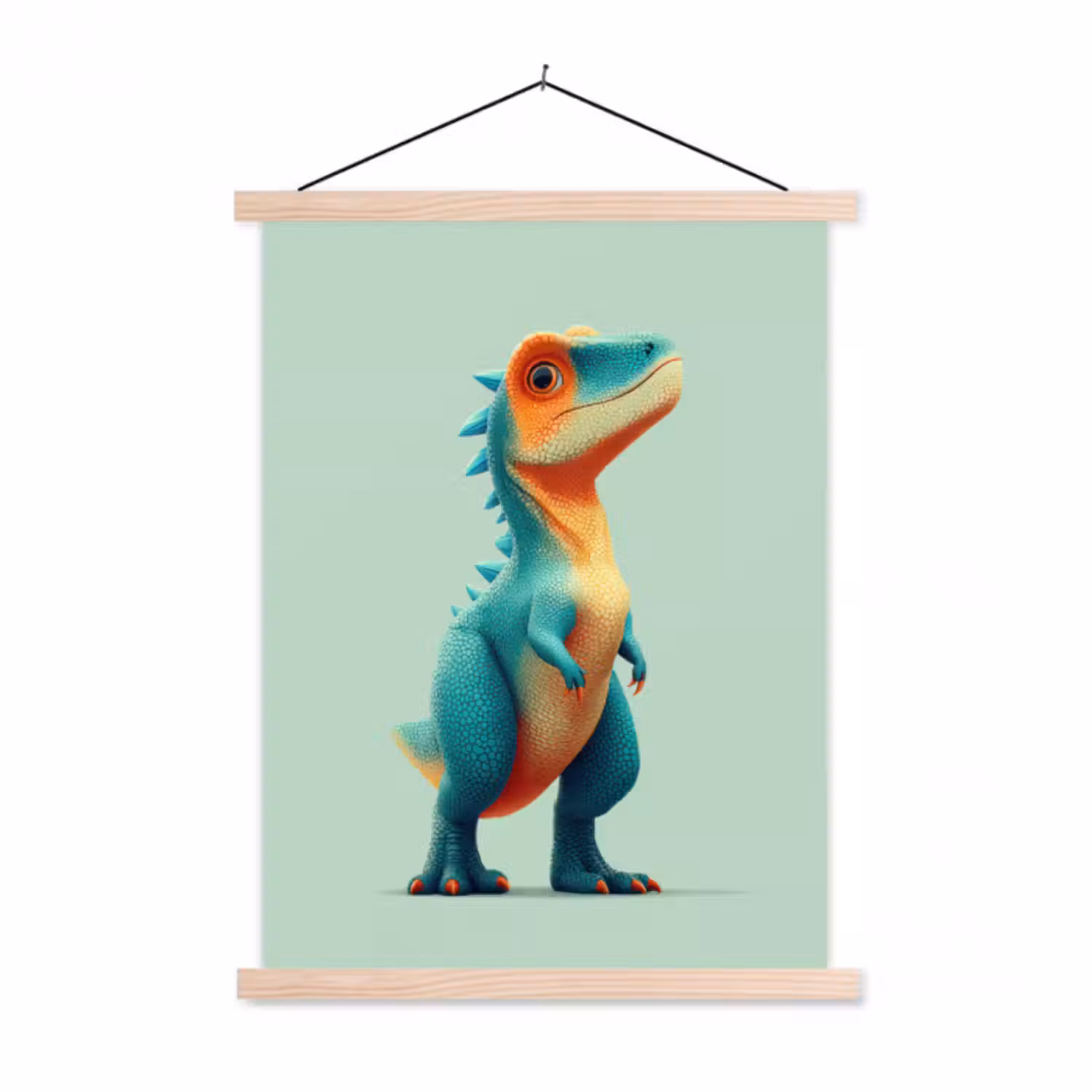 Stoffbild - Cartoon - Dino - Orange - Kegelspiel