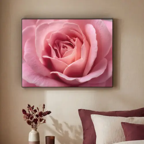 Roze - Roos - Romantisch Textielframe zwart klein -sfeer1