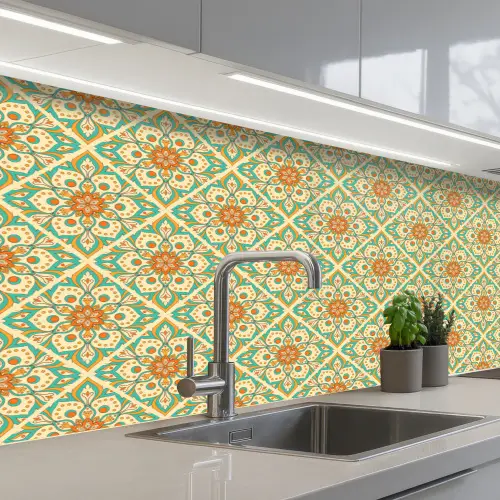 Vintage - Bohemian - Patronen - Mandala keuken achterwand 2 middel 871 -3d_schuin