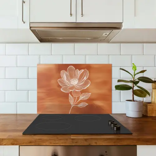 Bloem - Minimalistisch - Wit keuken achterwand spatscherm klein -sfeer2